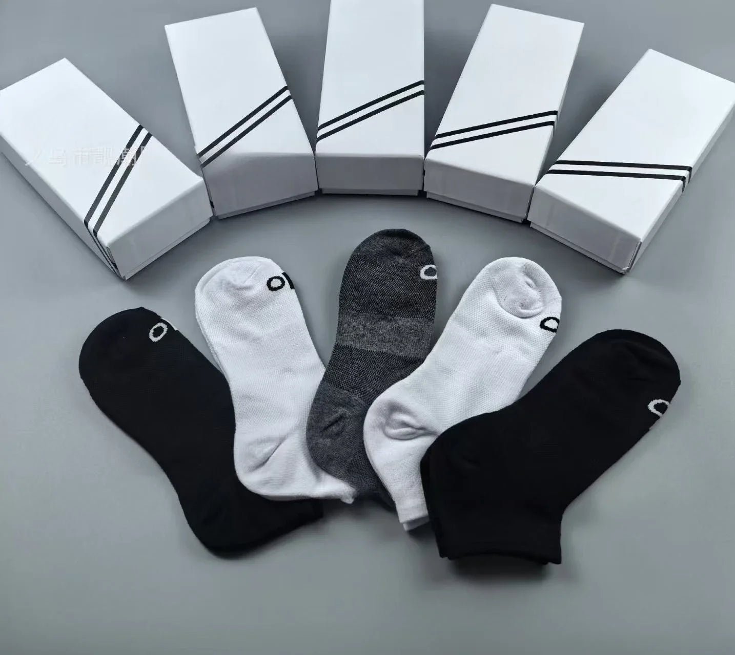 5 Pairs AL Yoga Socks Striped Couple Style Casual Cotton Socks Sport Running Wicking Sweat Breathable Soft Mid-tube Socks