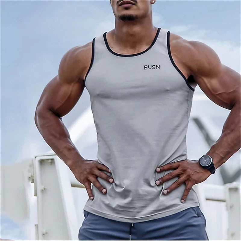 Summer Daily Trend Men's Tank Tops Outdoor Sports Running Fitness Crew Neck Sleeveless T-shirt Urban Street Men Clothing Vest