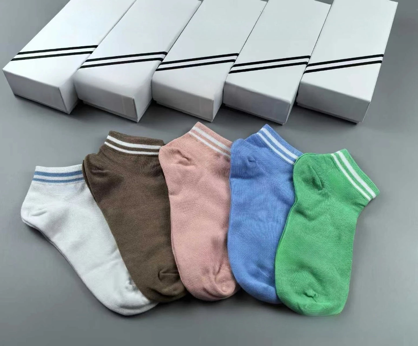5 Pairs AL Yoga Socks Striped Couple Style Casual Cotton Socks Sport Running Wicking Sweat Breathable Soft Mid-tube Socks