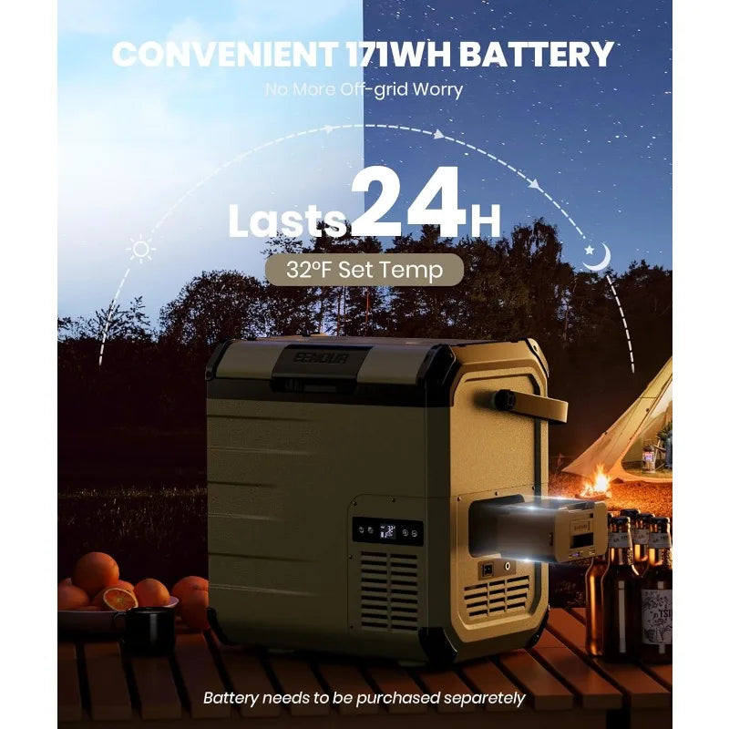 D18 12 Volt Car Refrigerator, Portable Freezer 19Qt/18L Battery & Solar Powered Cooler 25W, -4~50℉, 12/24V DC, 110~240V AC