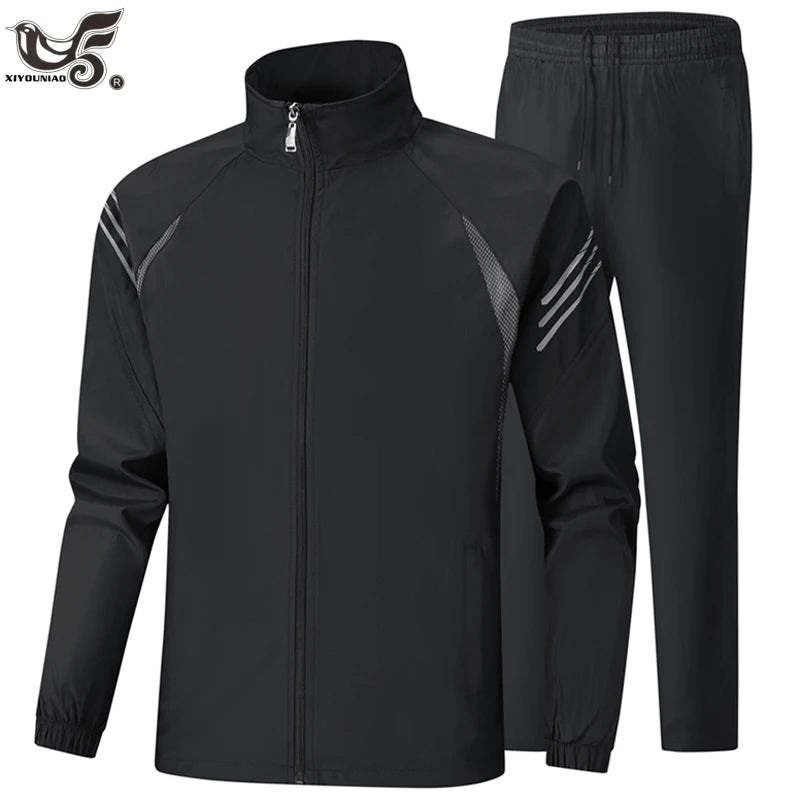 Long Sleeve Sports Suit For Men Spring Casual Athletic Gym Joggers Running Tracksuits Middle-aged Father's Autumn Two-Piece Sets
