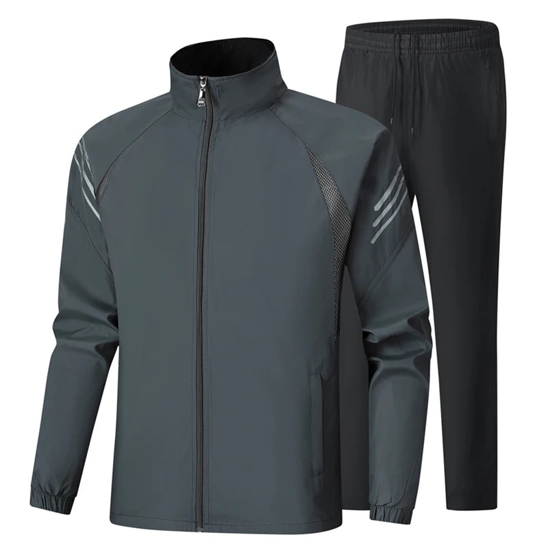 Long Sleeve Sports Suit For Men Spring Casual Athletic Gym Joggers Running Tracksuits Middle-aged Father's Autumn Two-Piece Sets