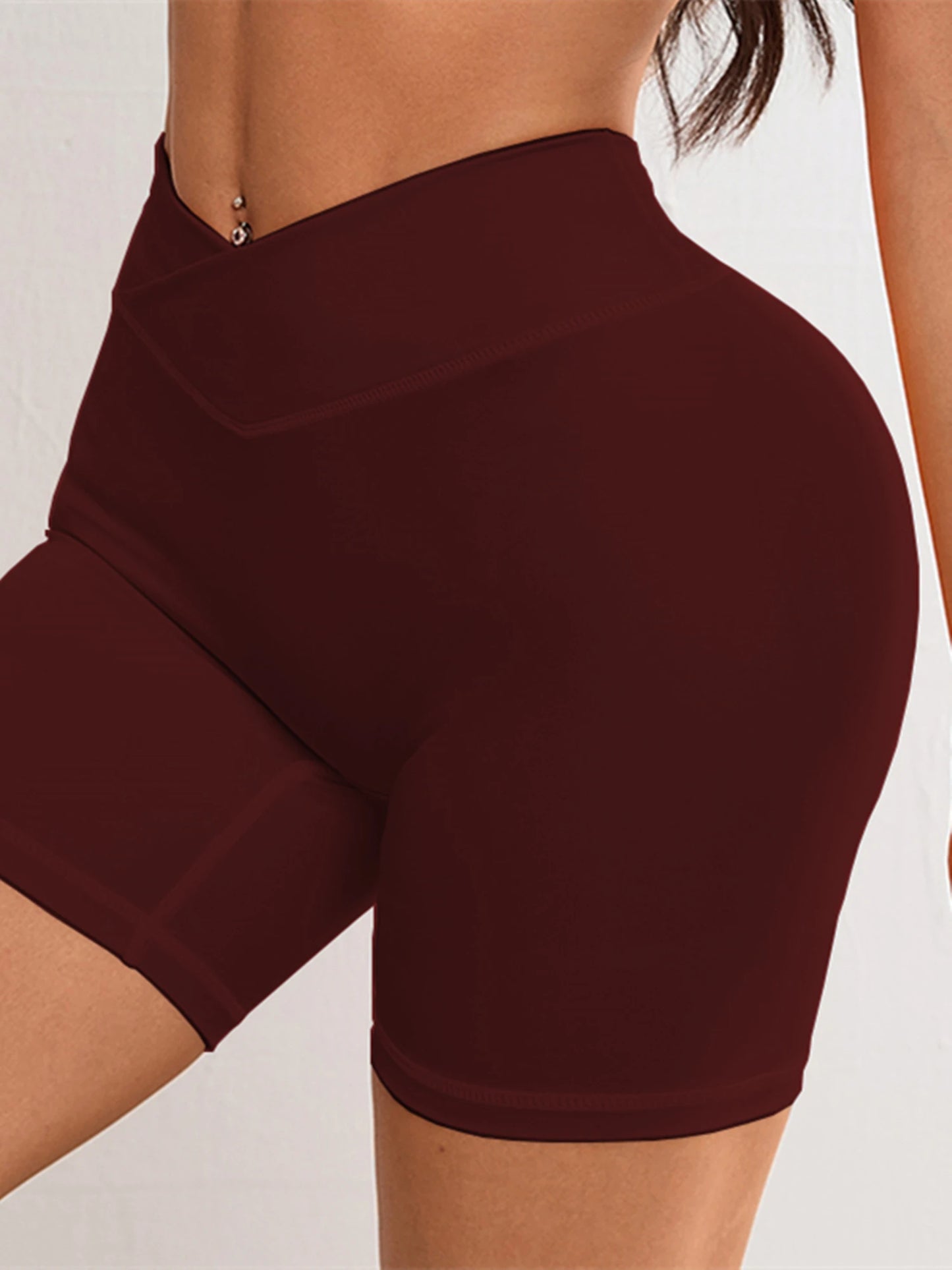Seamless Sports Shorts Cross High Waist Fitness Leggings Shorts Gym Scrunch Butt Shorts Women Squats Running Workout Shorts