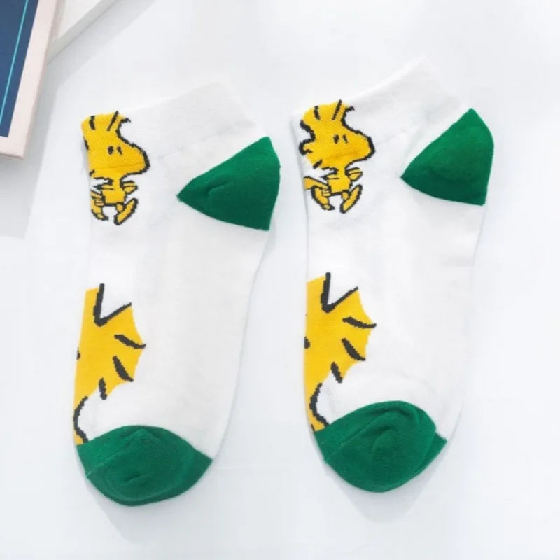 5 Pairs Snoopy Socks Cartoon Cotton Short Socks Breathable Sport Invisible Running Sock Summer Comfortable Casual Ankle Socks