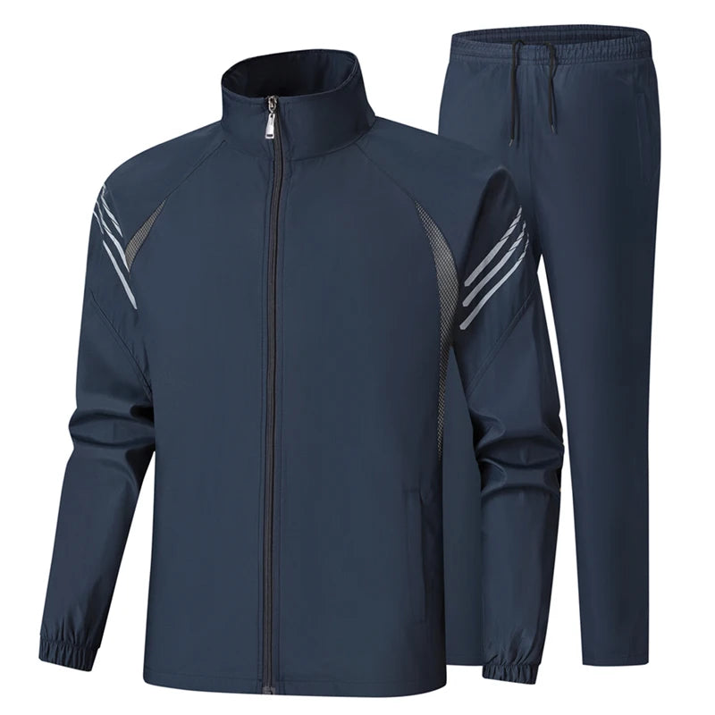 Long Sleeve Sports Suit For Men Spring Casual Athletic Gym Joggers Running Tracksuits Middle-aged Father's Autumn Two-Piece Sets
