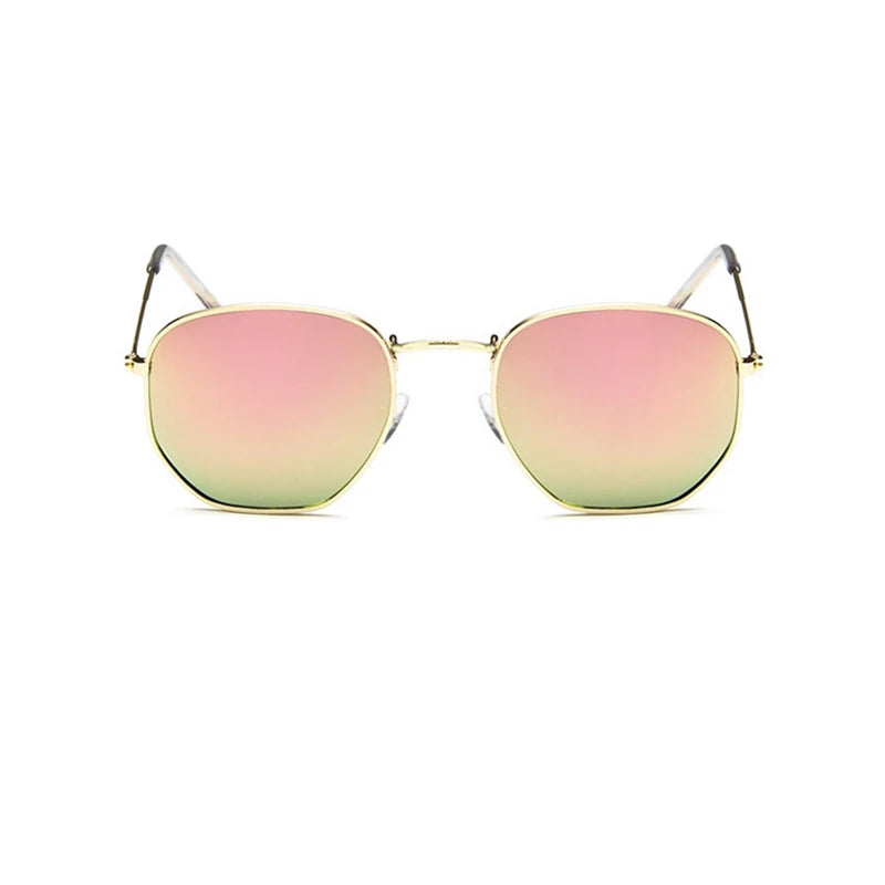 Hexagon Sunglasses Men Brand Designer Small Square Sunglases Metal Frame Driving Fishing Glasses Lentes De Sol Hombre UV400