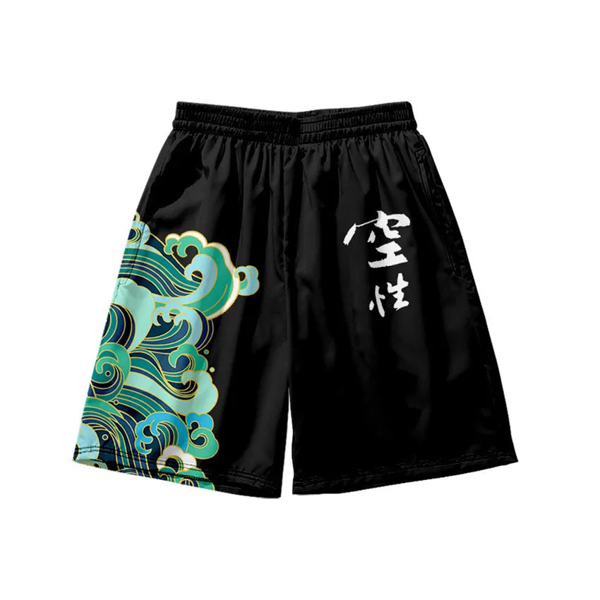 New men's summer shorts loose and luxurious shorts 3D printed casual chinese dragon print Harajuku ancient style shorts