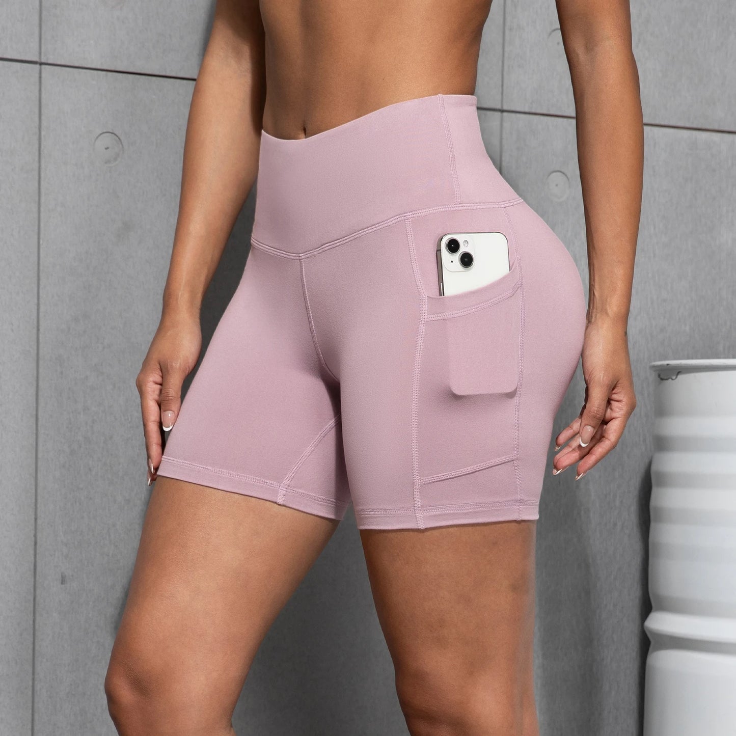 Women Sports Short With PocketedYoga Legging Shorts Squat Proof High Waist Fitness Tight Shorts Quick Drying Cycling Workout Gym