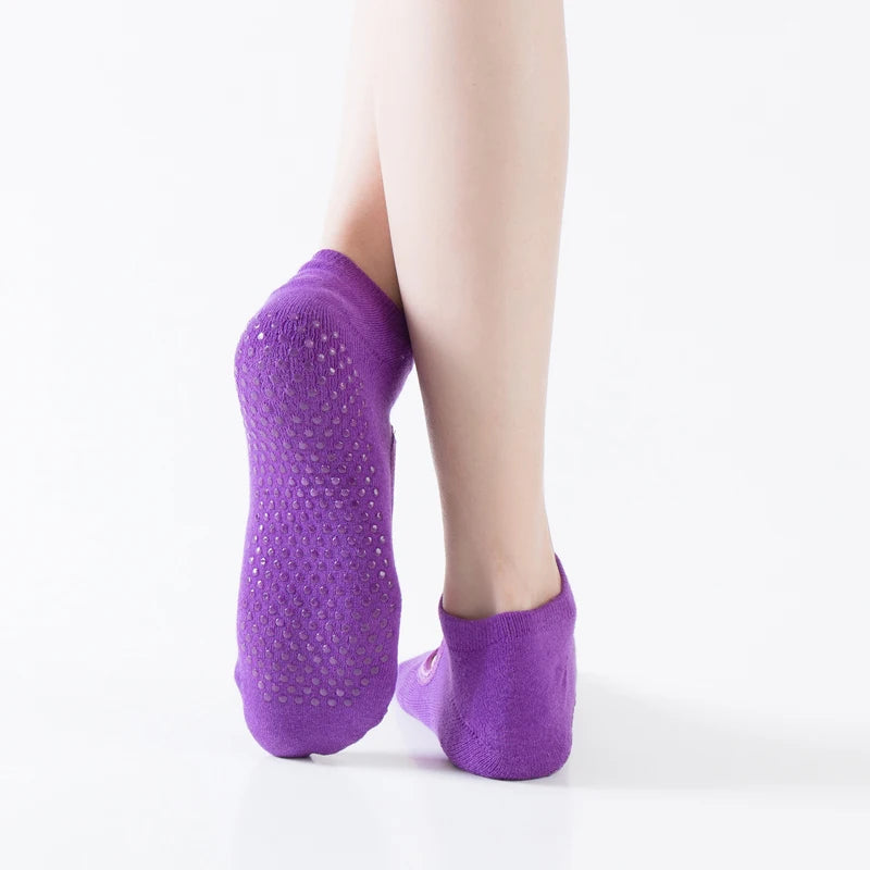 Backless Non-slip Fitness Pilates Socks Cotton Women Sport Yoga Socks Ballet Dance Slippers Barefoot Sock Workout for Gym