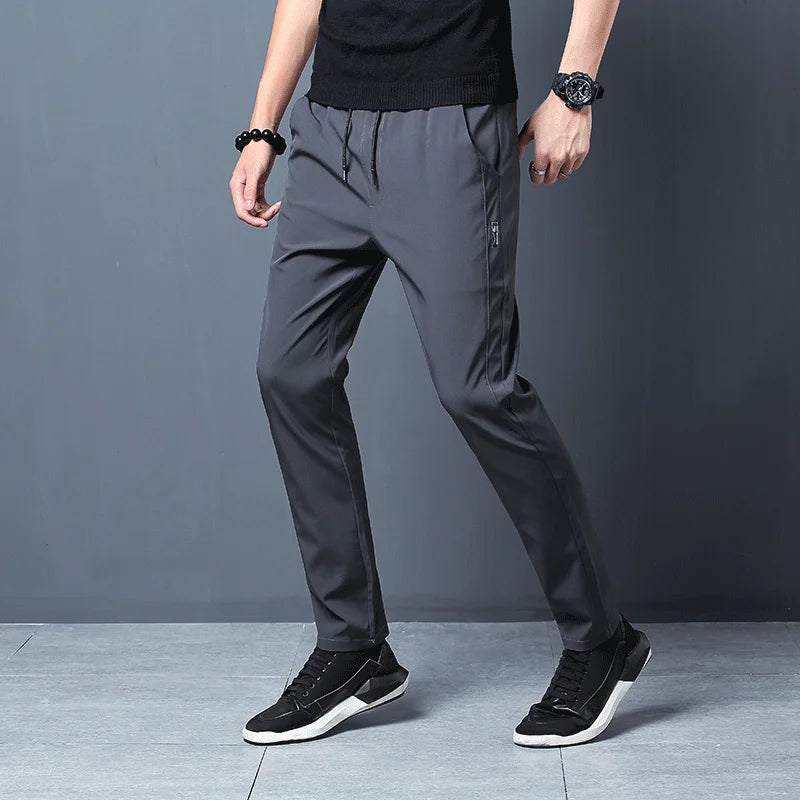 Men's Casual Pants Stretch Slim Fit Elastic Waist Jogger Korean Classic Blue Black Gray Male Brand Trousers Plus Size 4XL 5XL
