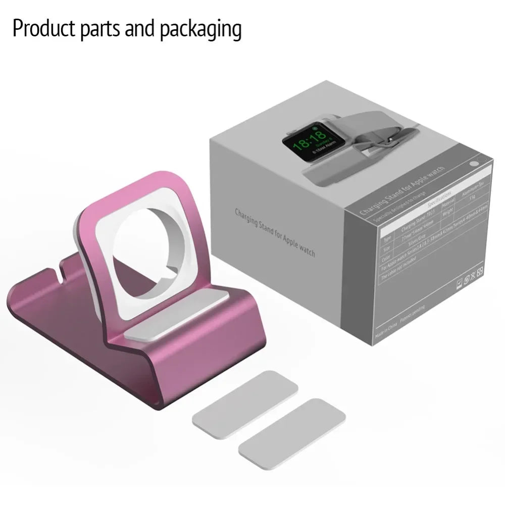 Aluminum Charger Stand for Apple Watch Dock Station Charging Holder for iWatch Ultra 1 2/10/9/SE/8/7/6/5/4/3/2/1 Silicon Bracket