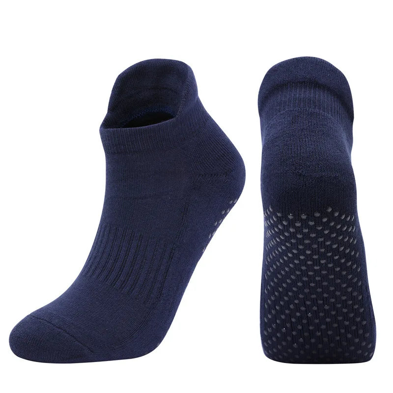 Women Yoga Socks Fitness Pilates Barre Gym Sports Dance Anti Slip Grip Silicone Towel Bottom Breathable Cotton Socks