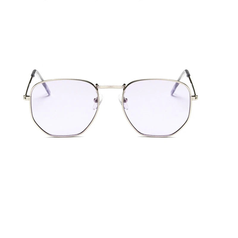 Hexagon Sunglasses Men Brand Designer Small Square Sunglases Metal Frame Driving Fishing Glasses Lentes De Sol Hombre UV400