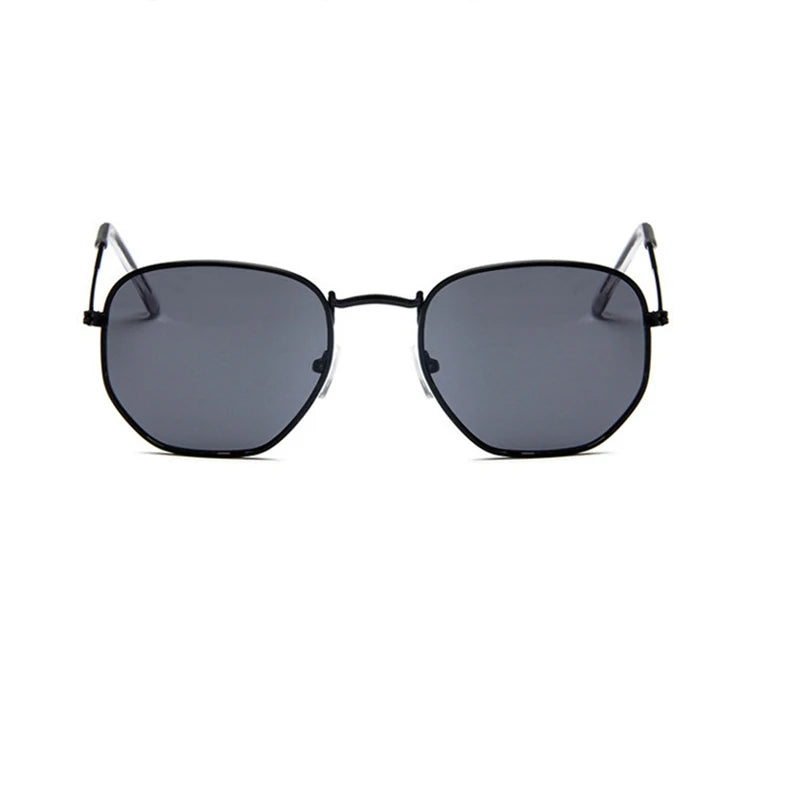 Hexagon Sunglasses Men Brand Designer Small Square Sunglases Metal Frame Driving Fishing Glasses Lentes De Sol Hombre UV400