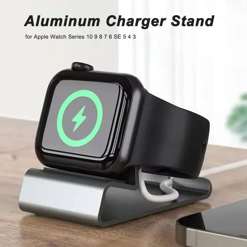 Aluminum Charger Stand for Apple Watch Dock Station Charging Holder for iWatch Ultra 1 2/10/9/SE/8/7/6/5/4/3/2/1 Silicon Bracket
