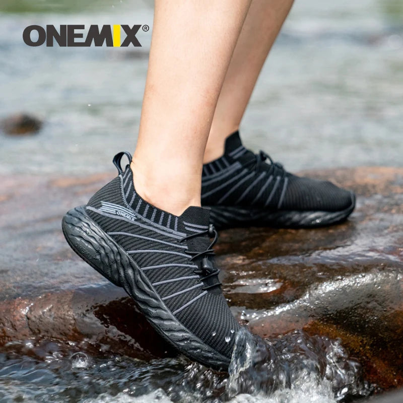 ONEMIX 2024 Men Running Shoes Non-slip Shock Absorption Sneaker Lightweight Tennis Shoe Waterproof Man Breathable Casual Shoes