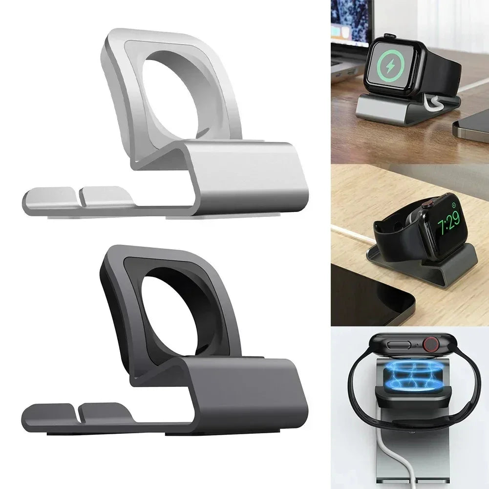 Aluminum Charger Stand for Apple Watch Dock Station Charging Holder for iWatch Ultra 1 2/10/9/SE/8/7/6/5/4/3/2/1 Silicon Bracket