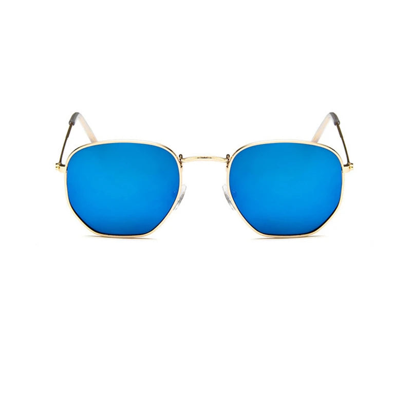 Hexagon Sunglasses Men Brand Designer Small Square Sunglases Metal Frame Driving Fishing Glasses Lentes De Sol Hombre UV400