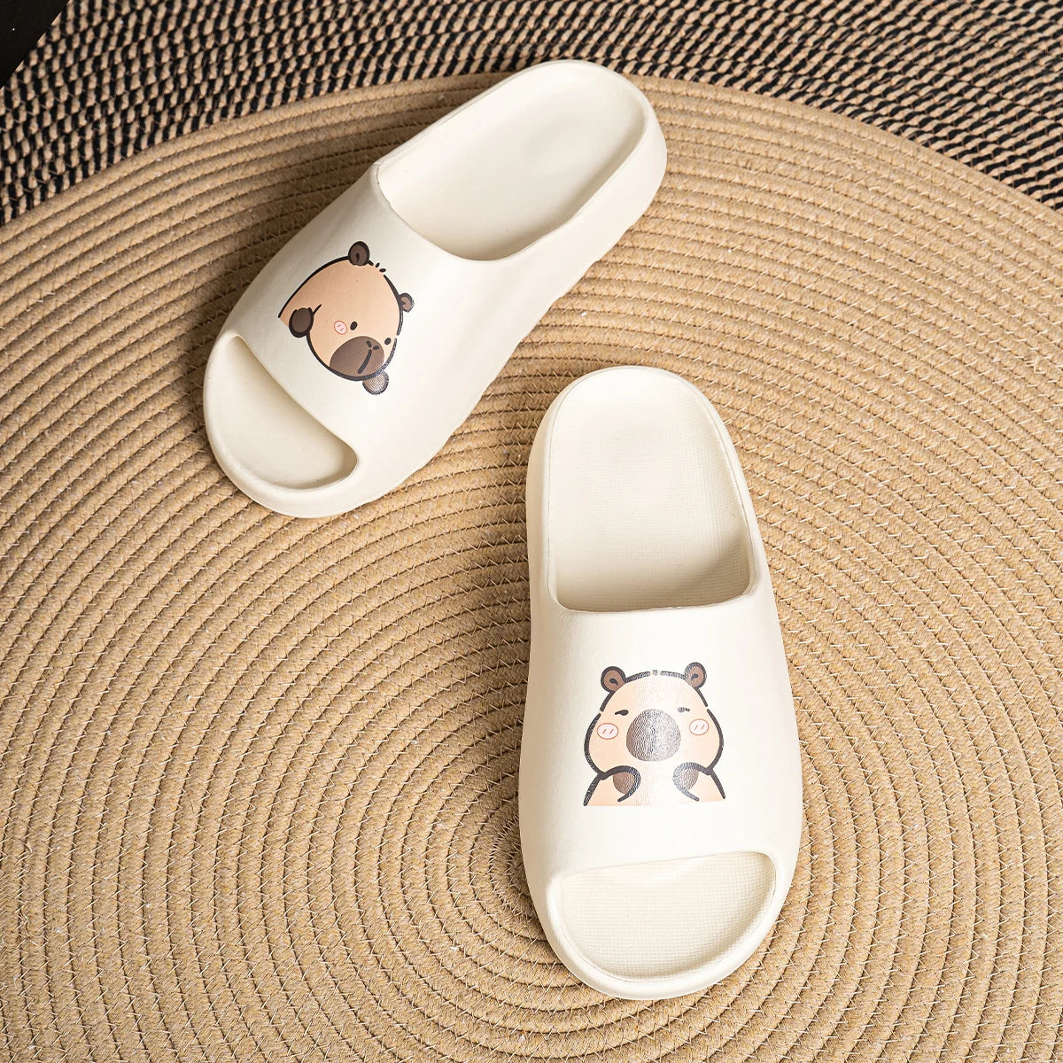 Cute Capybara Slippers Soft Memory Foam Slides for Men Women - Non-Slip Bathroom House Shoes Indoor Outdoor Thick Sole Sandals