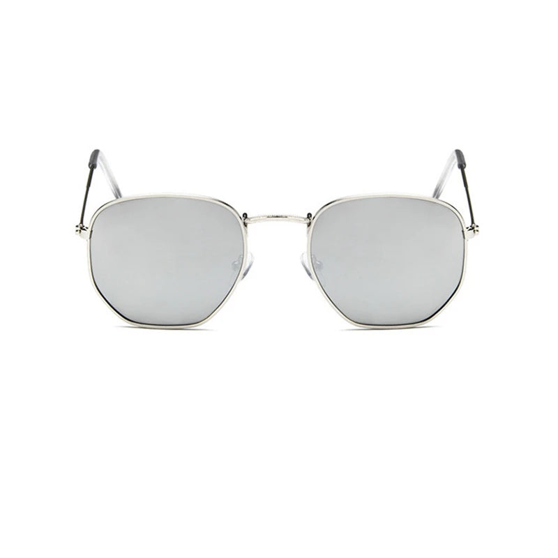 Hexagon Sunglasses Men Brand Designer Small Square Sunglases Metal Frame Driving Fishing Glasses Lentes De Sol Hombre UV400