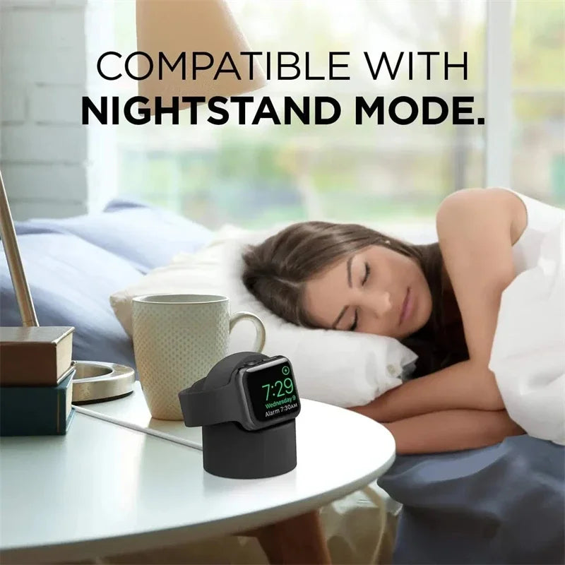 Charger Stand For Apple Watch Series 9 8 7 SE 6 5 3 Ultra1 2 49mm 45mm 44mm 42mm 41mm 40mm 38mm Durable Silicone Nightstand Mode