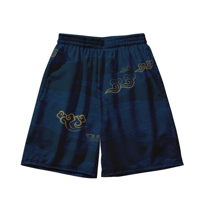 New men's summer shorts loose and luxurious shorts 3D printed casual chinese dragon print Harajuku ancient style shorts