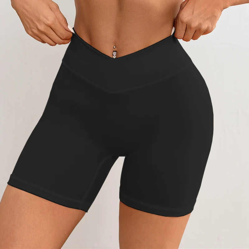 Seamless Sports Shorts Cross High Waist Fitness Leggings Shorts Gym Scrunch Butt Shorts Women Squats Running Workout Shorts