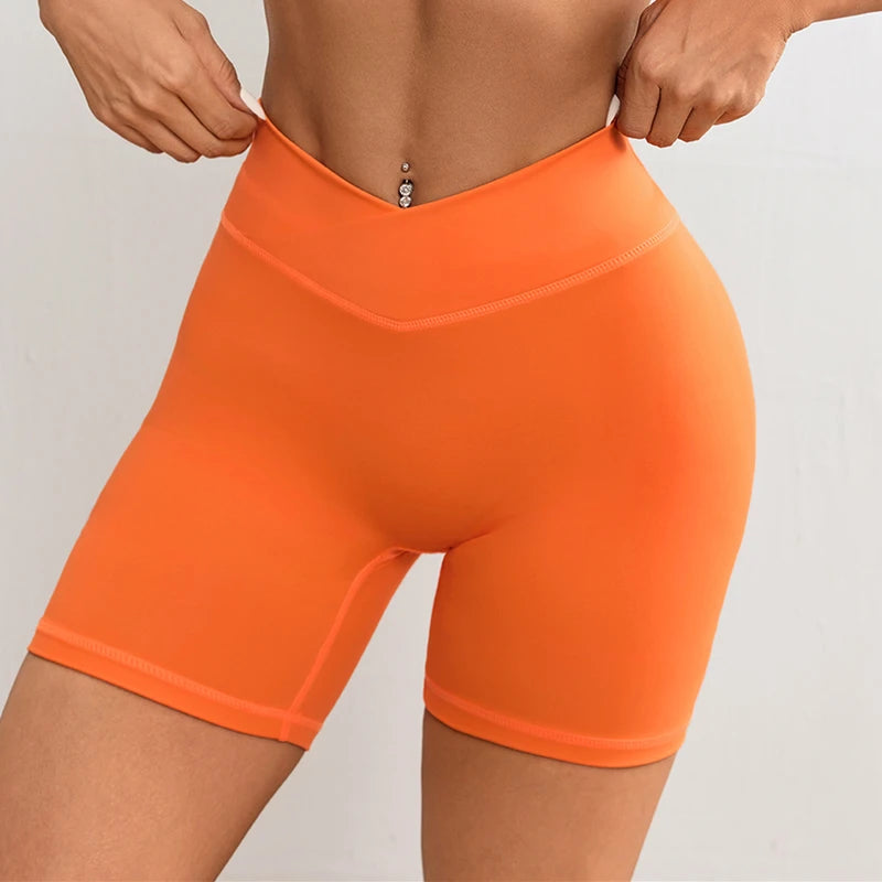 Seamless Sports Shorts Cross High Waist Fitness Leggings Shorts Gym Scrunch Butt Shorts Women Squats Running Workout Shorts