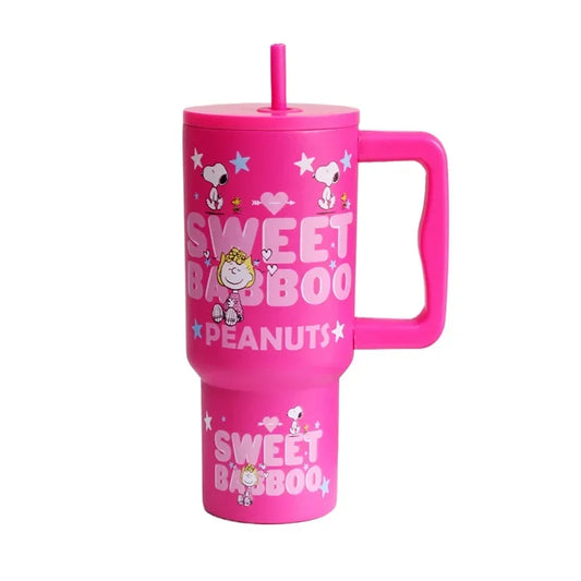 1200ml Snoopy Vacuum Flasks Cartoon Thermos Bottle Sports 304 Stainless Steel Water Bottle with Straw Handle Travel Car Ice Cup