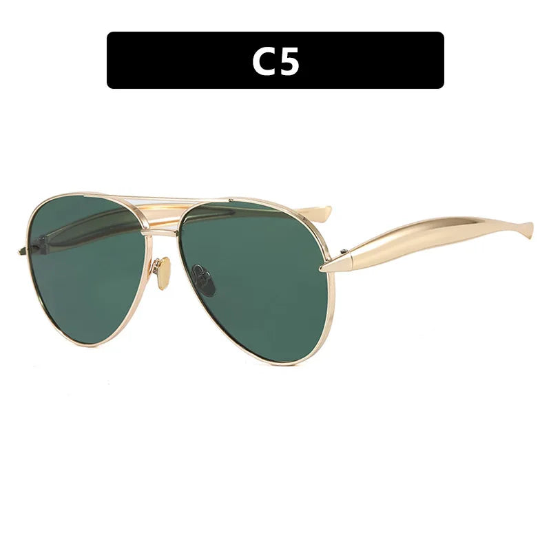Vintage Metal Round Sunglasses Thick Frame Fashion Designer Style Eyeglasses Casual UV400 Protection Spectacles Women Glasses