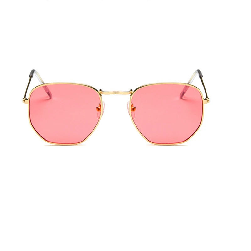 Hexagon Sunglasses Men Brand Designer Small Square Sunglases Metal Frame Driving Fishing Glasses Lentes De Sol Hombre UV400