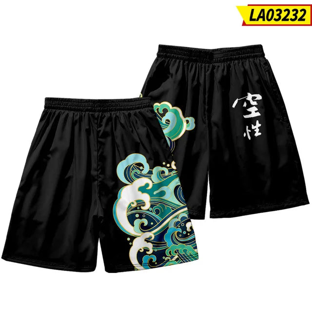 New men's summer shorts loose and luxurious shorts 3D printed casual chinese dragon print Harajuku ancient style shorts