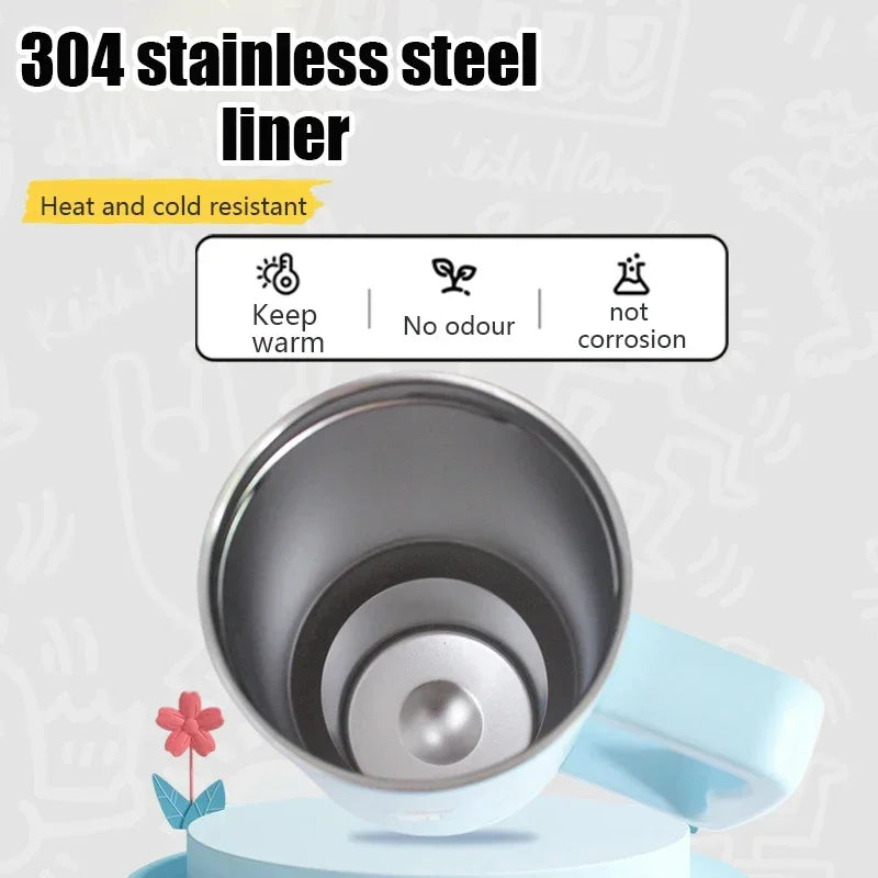 1200ml Snoopy Vacuum Flasks Cartoon Thermos Bottle Sports 304 Stainless Steel Water Bottle with Straw Handle Travel Car Ice Cup