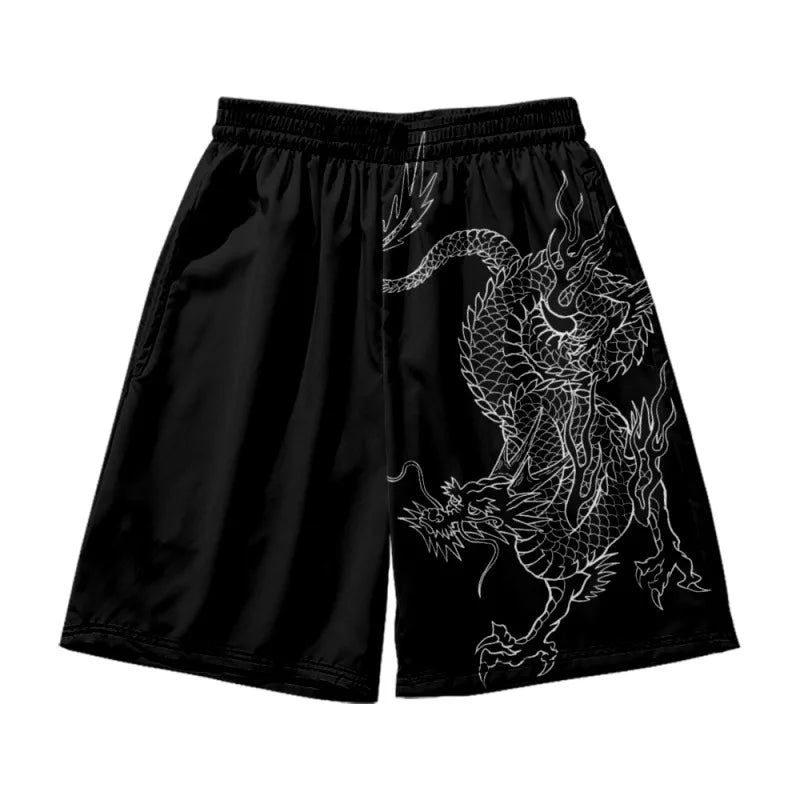 New men's summer shorts loose and luxurious shorts 3D printed casual chinese dragon print Harajuku ancient style shorts