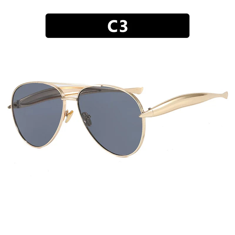 Vintage Metal Round Sunglasses Thick Frame Fashion Designer Style Eyeglasses Casual UV400 Protection Spectacles Women Glasses