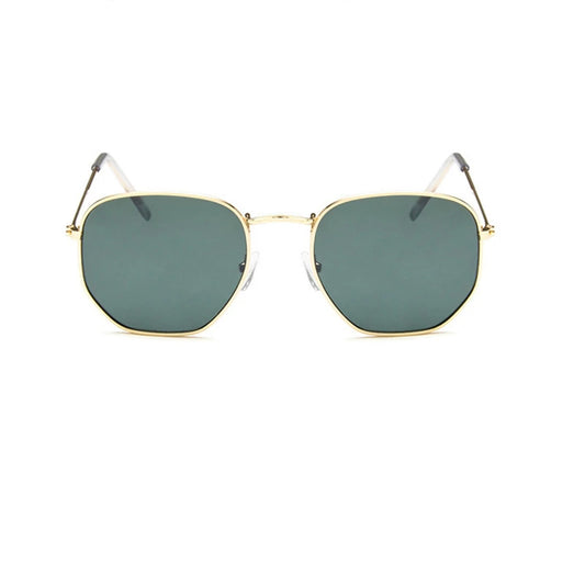 Hexagon Sunglasses Men Brand Designer Small Square Sunglases Metal Frame Driving Fishing Glasses Lentes De Sol Hombre UV400