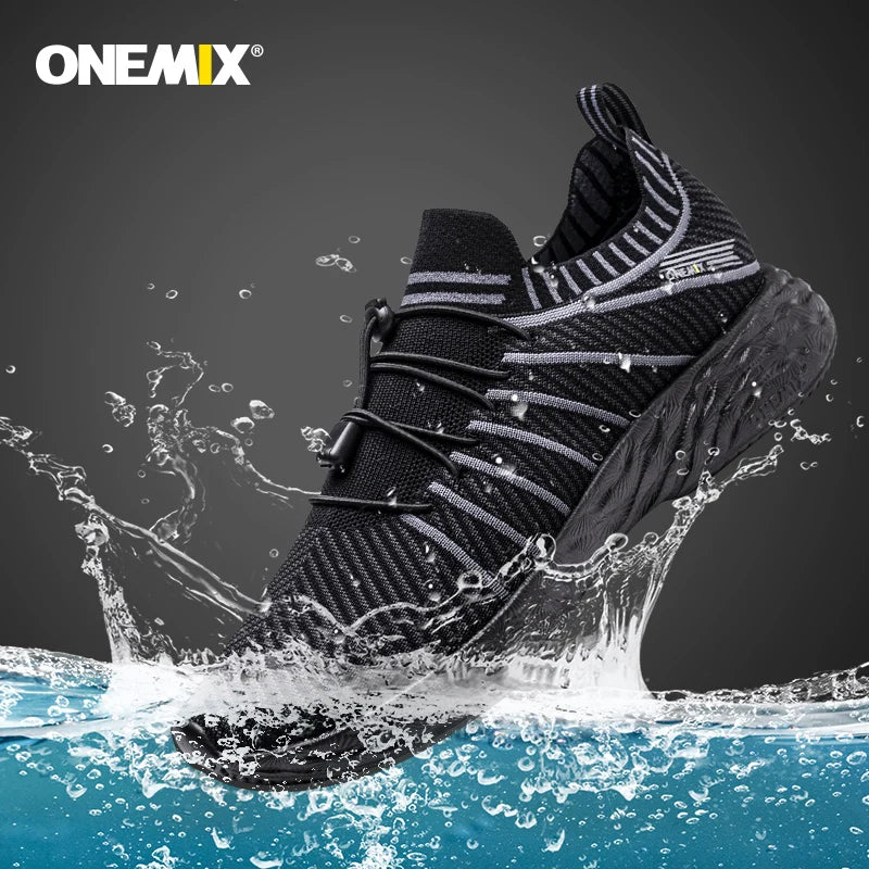 ONEMIX 2024 Men Running Shoes Non-slip Shock Absorption Sneaker Lightweight Tennis Shoe Waterproof Man Breathable Casual Shoes