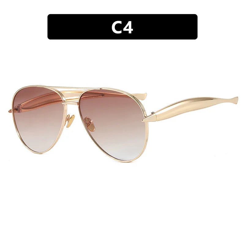 Vintage Metal Round Sunglasses Thick Frame Fashion Designer Style Eyeglasses Casual UV400 Protection Spectacles Women Glasses