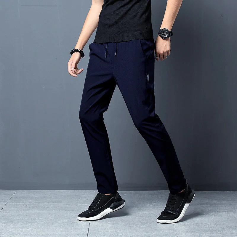 Men's Casual Pants Stretch Slim Fit Elastic Waist Jogger Korean Classic Blue Black Gray Male Brand Trousers Plus Size 4XL 5XL