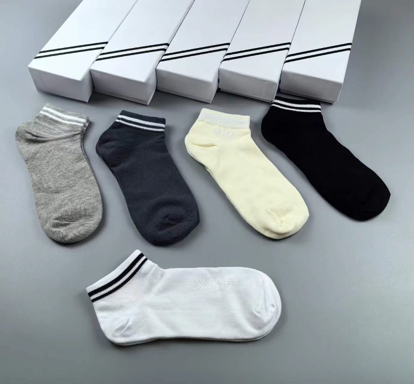 5 Pairs AL Yoga Socks Striped Couple Style Casual Cotton Socks Sport Running Wicking Sweat Breathable Soft Mid-tube Socks