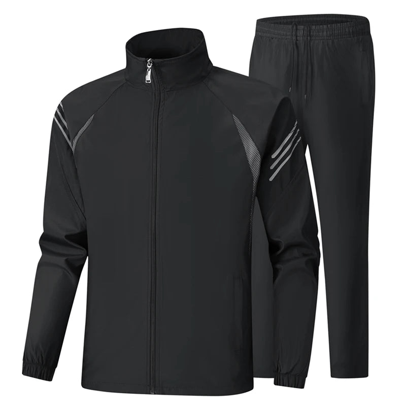 Long Sleeve Sports Suit For Men Spring Casual Athletic Gym Joggers Running Tracksuits Middle-aged Father's Autumn Two-Piece Sets