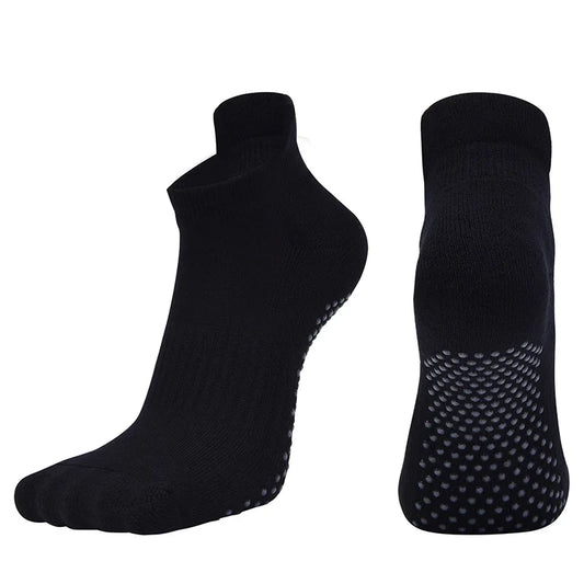 Women Yoga Socks Fitness Pilates Barre Gym Sports Dance Anti Slip Grip Silicone Towel Bottom Breathable Cotton Socks