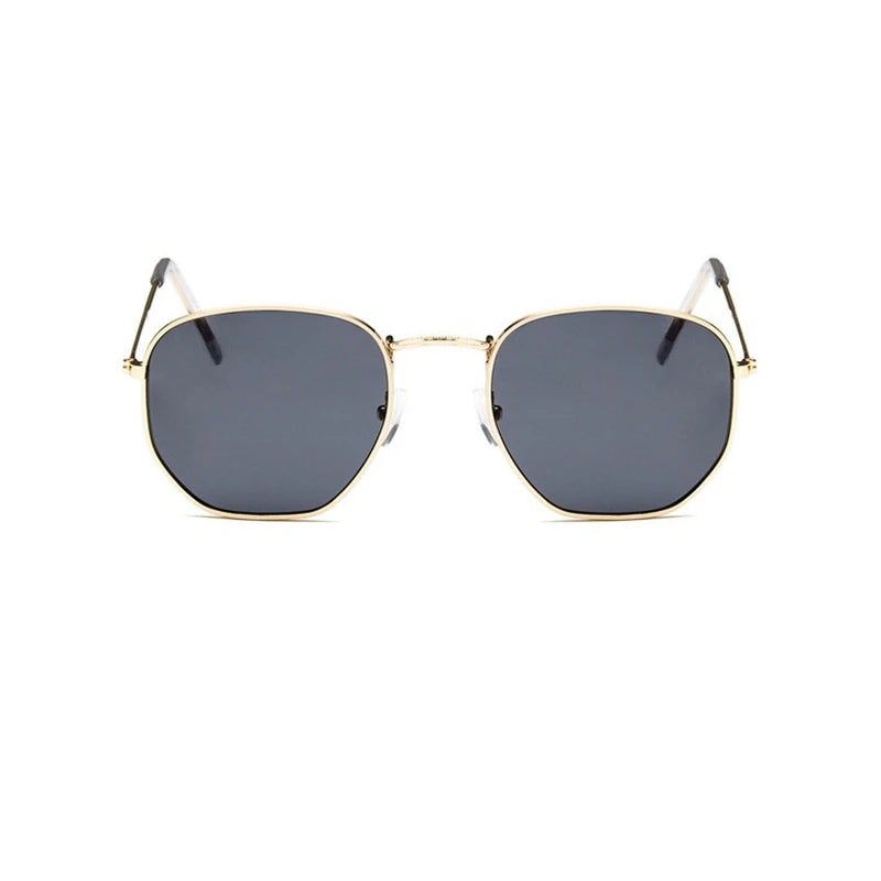 Hexagon Sunglasses Men Brand Designer Small Square Sunglases Metal Frame Driving Fishing Glasses Lentes De Sol Hombre UV400