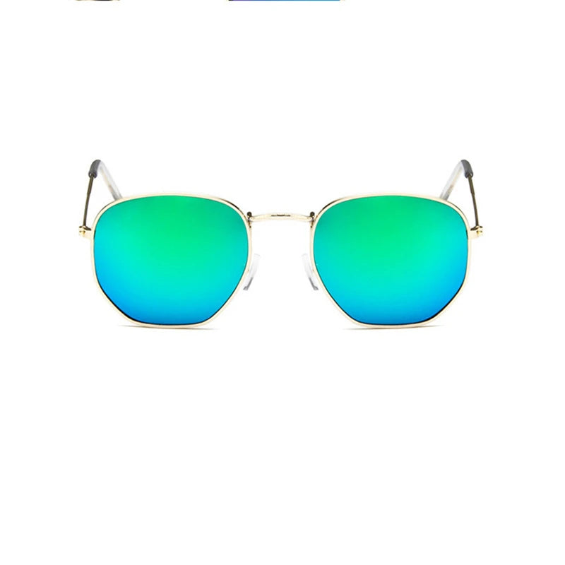 Hexagon Sunglasses Men Brand Designer Small Square Sunglases Metal Frame Driving Fishing Glasses Lentes De Sol Hombre UV400