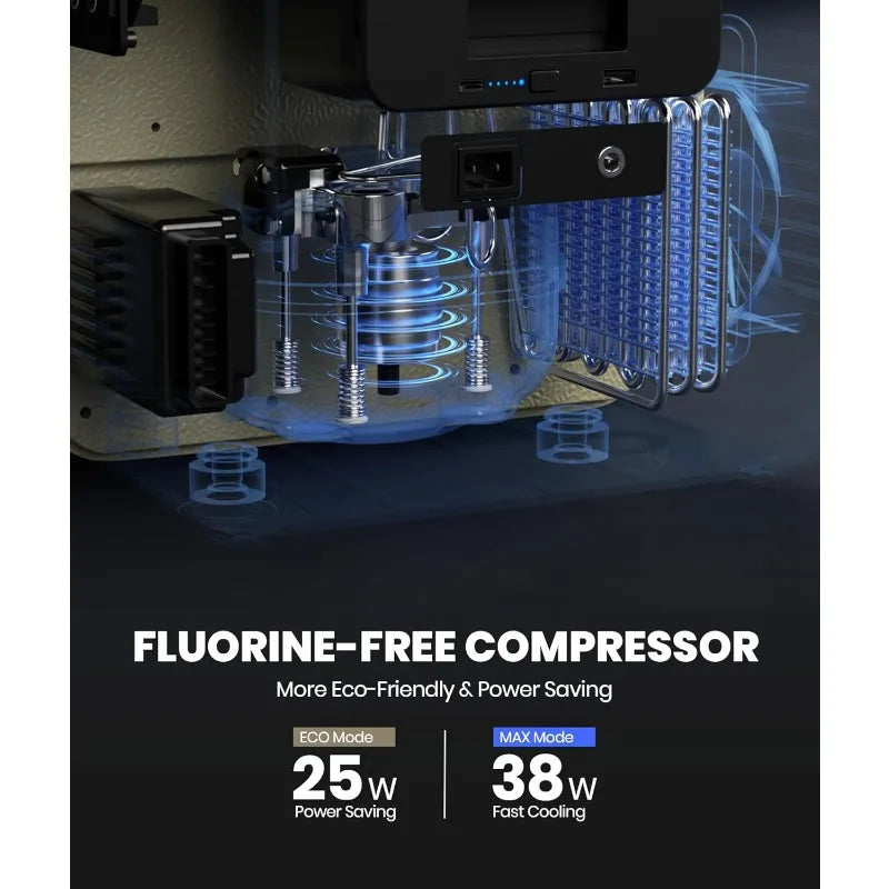 D18 12 Volt Car Refrigerator, Portable Freezer 19Qt/18L Battery & Solar Powered Cooler 25W, -4~50℉, 12/24V DC, 110~240V AC