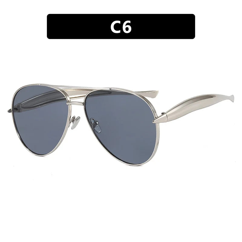 Vintage Metal Round Sunglasses Thick Frame Fashion Designer Style Eyeglasses Casual UV400 Protection Spectacles Women Glasses