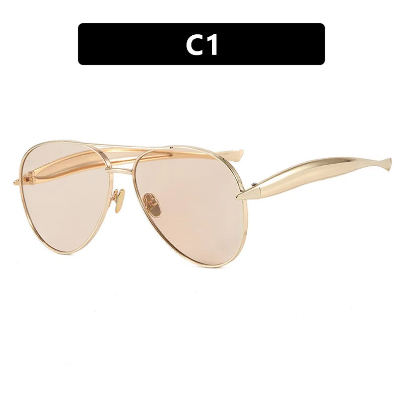 Vintage Metal Round Sunglasses Thick Frame Fashion Designer Style Eyeglasses Casual UV400 Protection Spectacles Women Glasses