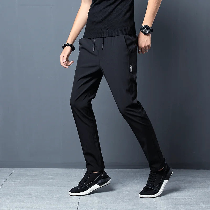 Men's Casual Pants Stretch Slim Fit Elastic Waist Jogger Korean Classic Blue Black Gray Male Brand Trousers Plus Size 4XL 5XL