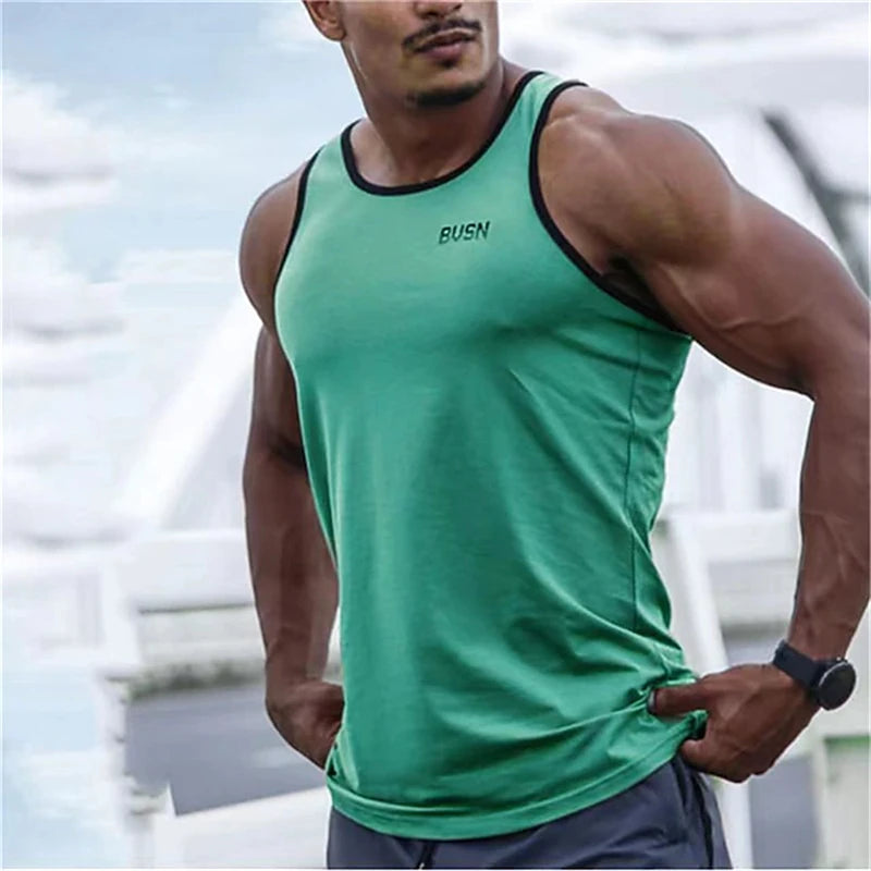 Summer Daily Trend Men's Tank Tops Outdoor Sports Running Fitness Crew Neck Sleeveless T-shirt Urban Street  Men Clothing Vest
